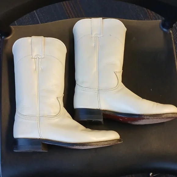 Justin Boots White Heeled Women's Boots - Picture 4 of 14